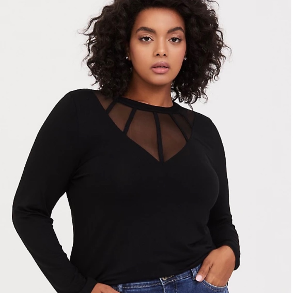 Torrid Size 1 Super Soft Black Cage Mesh Tee